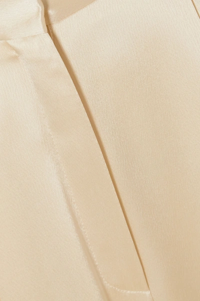 Shop Loewe Pleated Hammered-satin Wide-leg Pants In Cream