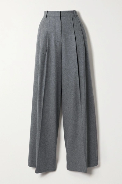 Shop Joseph Tima Wool And Silk-blend Flannel Wide-leg Pants In Gray