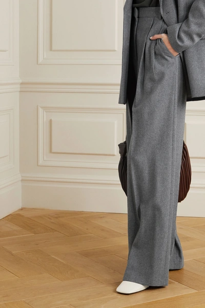 Shop Joseph Tima Wool And Silk-blend Flannel Wide-leg Pants In Gray