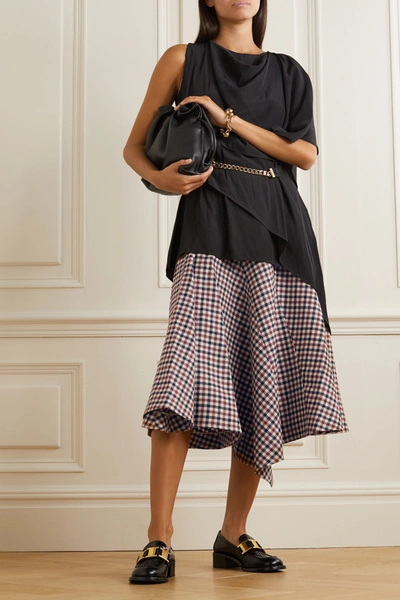 Shop Jw Anderson Asymmetric Checked Wool Midi Skirt In Red