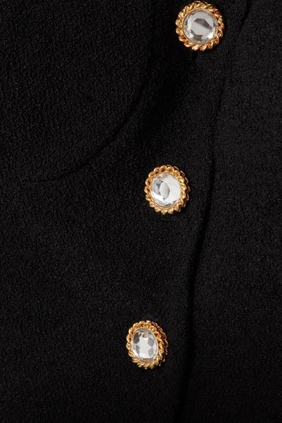 Shop Alessandra Rich Crystal-embellished Wool-blend Tweed Jacket In Black