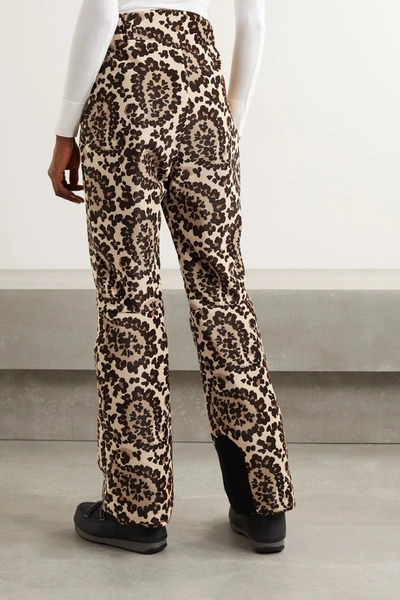 Shop Fendi Printed Velvet Bootcut Ski Pants In Beige