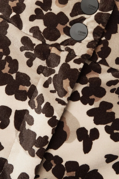 Fendi Printed Velvet Bootcut Ski Pants In Beige