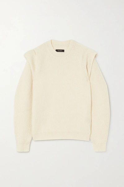 Shop Isabel Marant Bolton Ribbed Cashmere And Wool-blend Sweater In Ecru