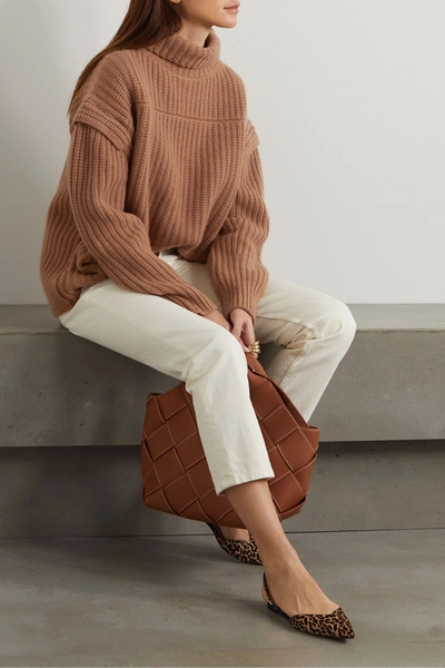 Shop Loulou Studio Parata Ribbed Wool And Cashmere-blend Turtleneck Sweater In Tan