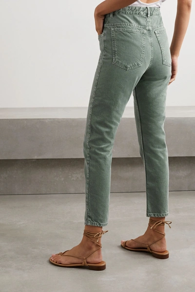Shop Isabel Marant Étoile Neac Cropped High-rise Slim-leg Jeans In Army Green