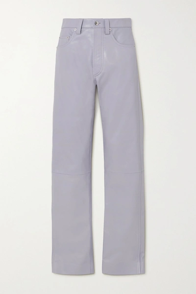 Shop Kwaidan Editions Leather High-rise Straight-leg Pants In Lilac
