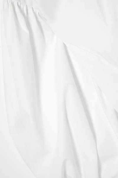 Shop Bassike Gathered Cotton-poplin Mini Dress In White