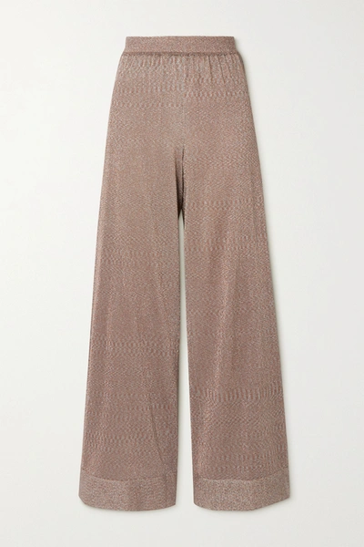 Shop Missoni Metallic Stretch-knit Wide-leg Pants In Blush