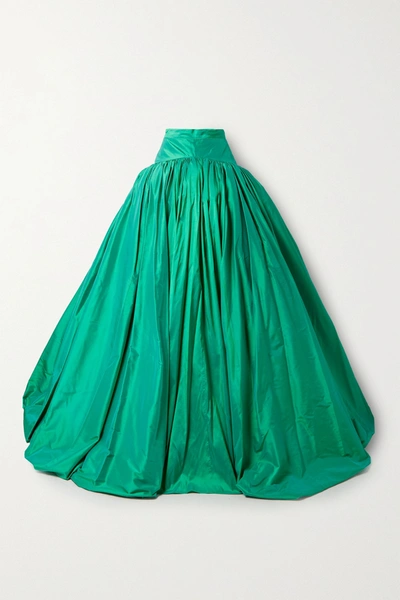 Shop Christopher John Rogers Silk-taffeta Maxi Skirt In Jade