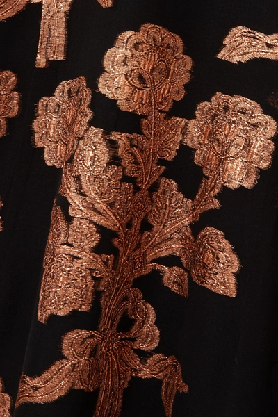 Shop Andrew Gn Metallic Fil Coupé Silk-blend Midi Dress In Copper