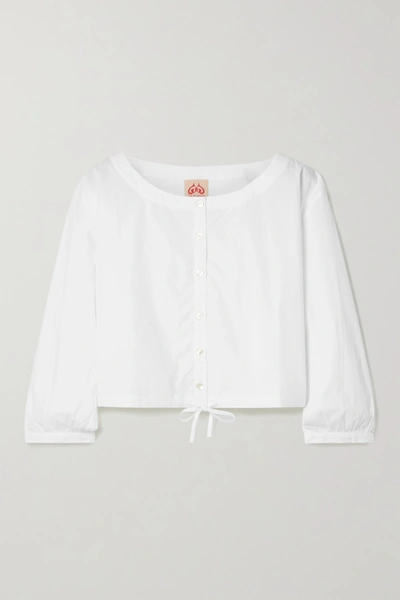Shop Le Sirenuse Positano Jinny Cropped Cotton Top In White