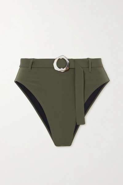 Shop Fisch + Space For Giants + Net Sustain Garbo Embellished Bikini Briefs In Army Green