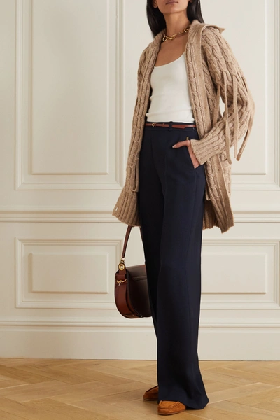 Shop Chloé Cable-knit Cardigan In Beige