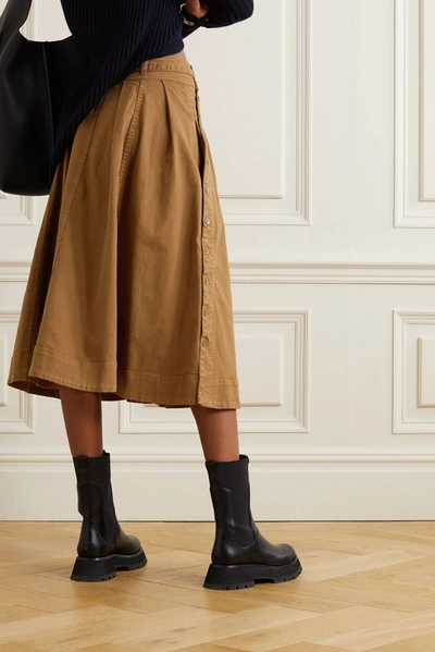 Shop Ulla Johnson Micah Belted Cotton-blend Twill Midi Skirt In Camel