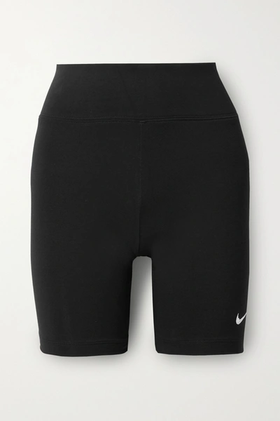 Shop Nike Leg-a-see Stretch Cotton-blend Jersey Shorts In Black