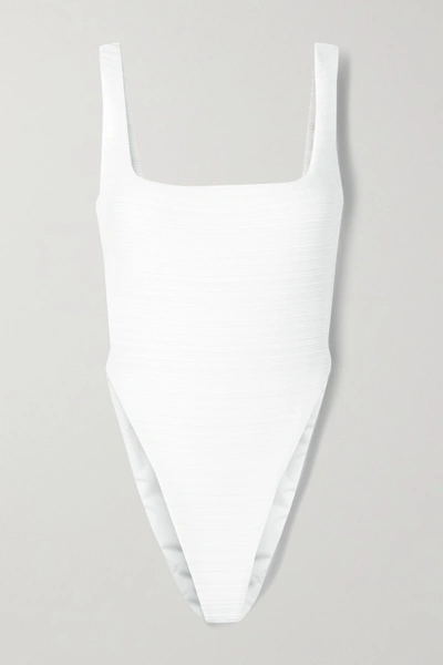 Shop Mara Hoffman + Net Sustain Idalia Ribbed Swimsuit In White