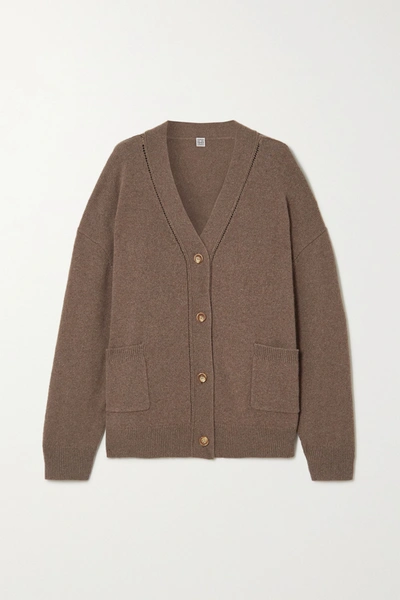 Shop Totême Langre Cashmere And Wool-blend Cardigan In Brown