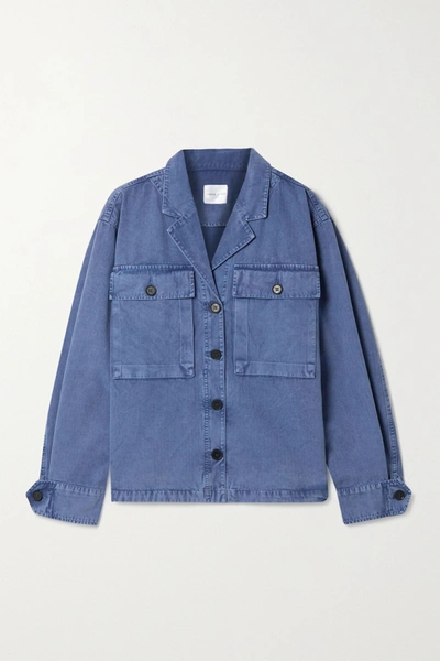 Shop Anine Bing Sawyer Herringbone Cotton Jacket In Blue