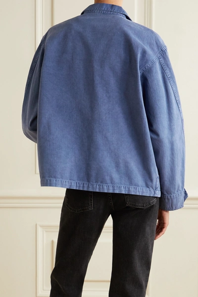 Shop Anine Bing Sawyer Herringbone Cotton Jacket In Blue