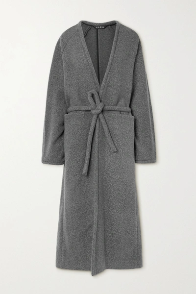Shop Kassl Editions Belted Wool-blend Coat In Gray