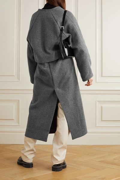 Shop Kassl Editions Belted Wool-blend Coat In Gray
