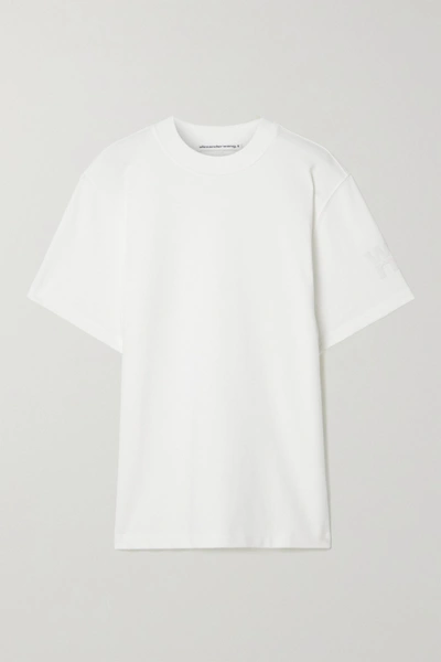 Shop Alexander Wang T Oversized Printed Cotton-blend Jersey T-shirt In Ivory