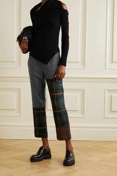 Shop Monse Patchwork Wool-blend Straight-leg Pants In Gray