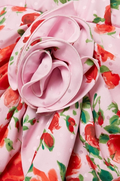 Shop Magda Butrym Gathered Floral-print Silk-satin Jacquard Mini Dress In Pink