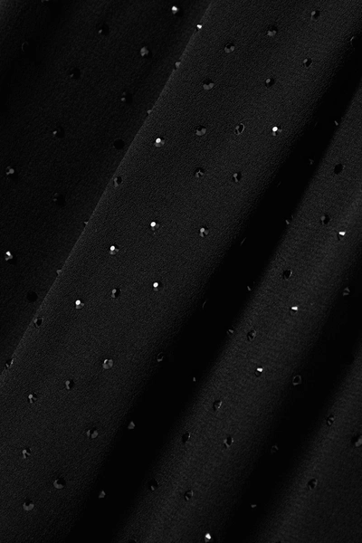 Shop Saint Laurent Chiffon-trimmed Crystal-embellished Crepe Mini Dress In Black