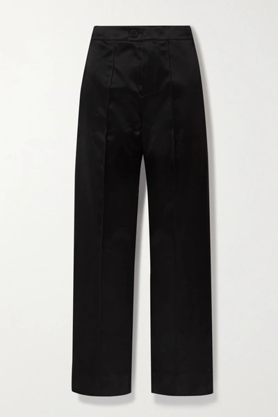 Shop Kwaidan Editions Duchesse-satin Straight-leg Pants In Black