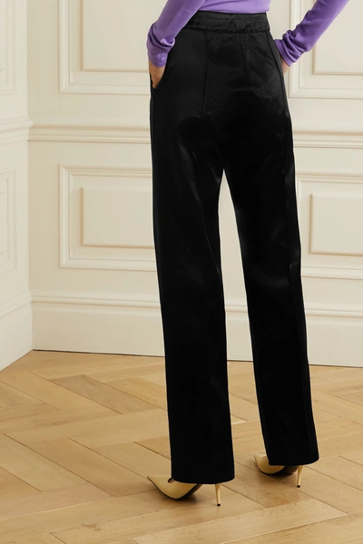 Shop Kwaidan Editions Duchesse-satin Straight-leg Pants In Black