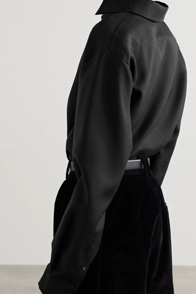 Shop The Row Big Sisea Wool And Silk-blend Poplin Shirt In Black