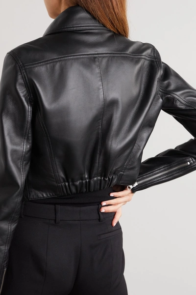Shop Altuzarra Seijun Cropped Leather Jacket In Black