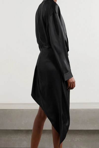 Shop Alexander Wang Layered Draped Twist-front Lace-trimmed Silk-satin Playsuit In Black