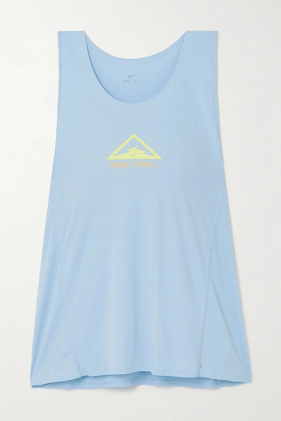 Shop Nike City Sleek Printed Dri-fit Tank In Light Blue