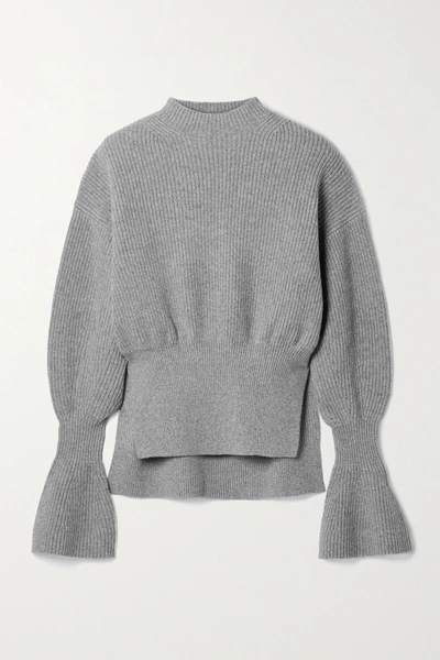 Shop Alexander Wang Ribbed Wool-blend Sweater In Gray