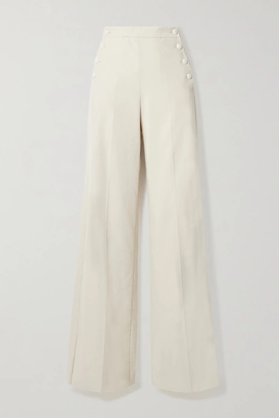 Shop Max Mara Serio Cotton-blend Corduroy Wide-leg Pants In Ivory