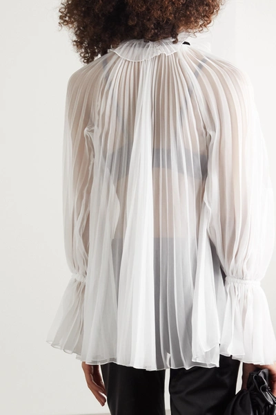 Shop Philosophy Di Lorenzo Serafini Tie-detailed Pleated Chiffon Blouse In White
