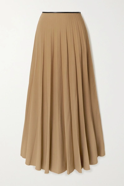 Shop Peter Do Pleated Crepe Skirt In Sand