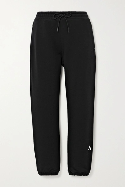 Shop Aarmy Embroidered Cotton-jersey Track Pants In Black
