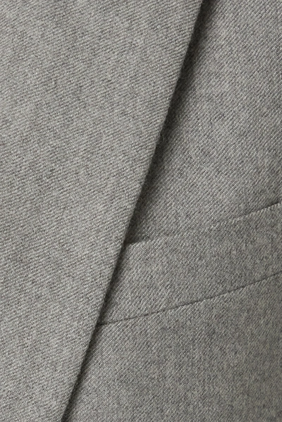 Shop Saint Laurent Spencer Cropped Wool-twill Blazer In Gray