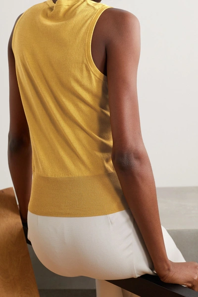 Shop Theory Silk And Cotton-blend Tank In Mustard