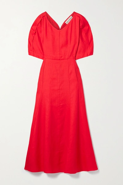 Shop Mara Hoffman + Net Sustain Sicily Hemp Midi Dress In Crimson