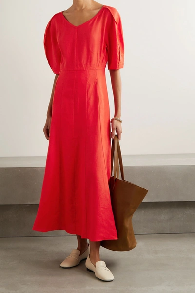 Shop Mara Hoffman + Net Sustain Sicily Hemp Midi Dress In Crimson