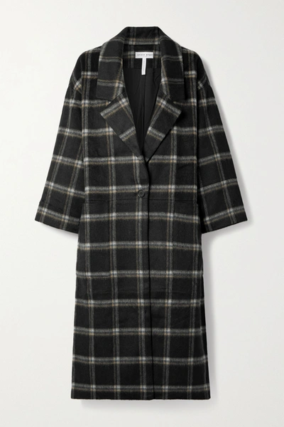 Shop Apiece Apart Vita Oversized Checked Brushed Wool-blend Coat In Black