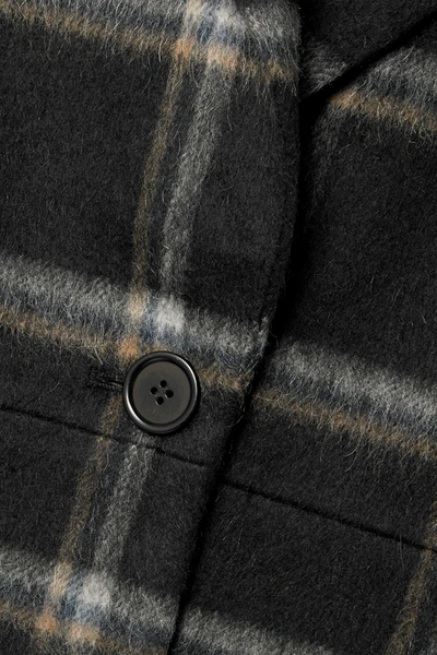 Shop Apiece Apart Vita Oversized Checked Brushed Wool-blend Coat In Black