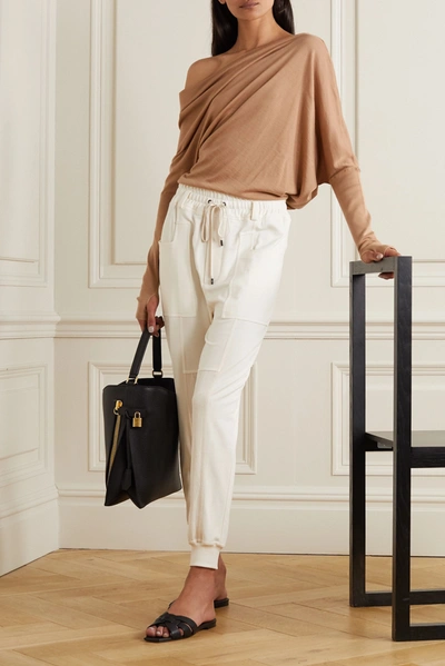 Shop Tom Ford One-shoulder Cashmere And Silk-blend Sweater In Neutrals