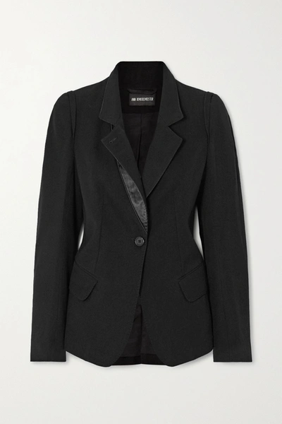 Shop Ann Demeulemeester Satin-trimmed Wool And Cotton-blend Twill Jacket In Black