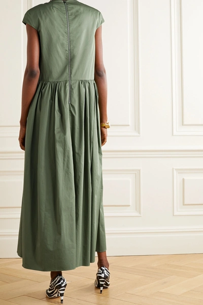 Shop Tibi Organic Cotton-poplin Midi Dress In Army Green